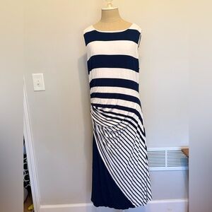 Soft Surroundings Navy and White Striped Midi Dress